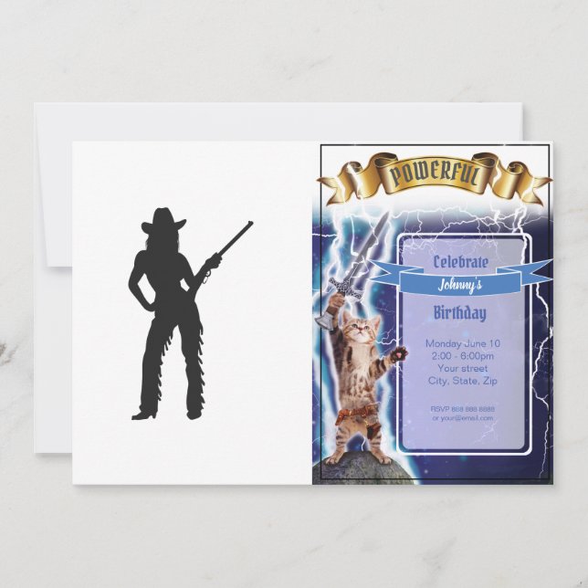 Invitación Silueta de vaca occidental (Anverso)