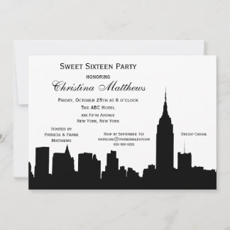 Invitación Silueta del horizonte de la ciudad de Nueva York S