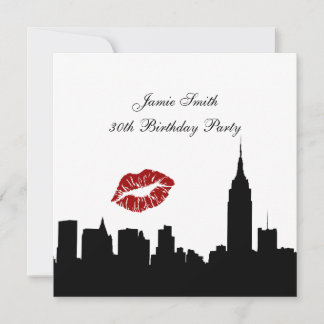 Invitación Silueta del horizonte de NYC, beso ESB #1 BW cumpl