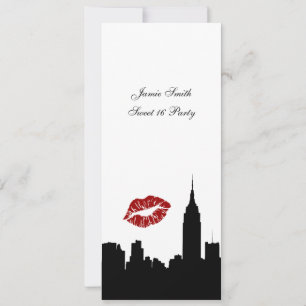 Invitación Silueta del horizonte de NYC, beso ESB #1 BW Sweet