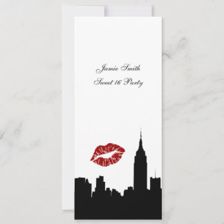 Invitación Silueta del horizonte de NYC, beso ESB #1 BW Sweet
