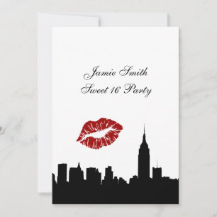 Invitación Silueta del horizonte de NYC, beso ESB #1 BW Sweet