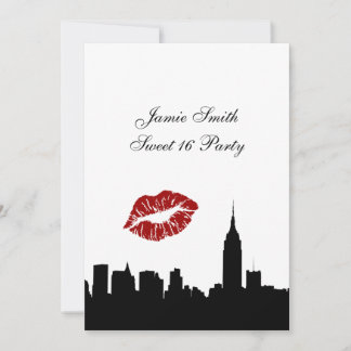 Invitación Silueta del horizonte de NYC, beso ESB #1 BW Sweet