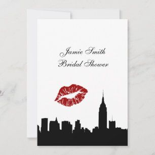 Invitación Silueta del horizonte de NYC, beso ESB #1V Despedi