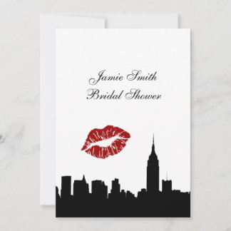 Invitación Silueta del horizonte de NYC, beso ESB #1V Despedi