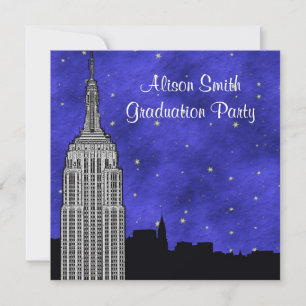 Invitación Silueta del horizonte de NYC ESB Azul Estrellado G