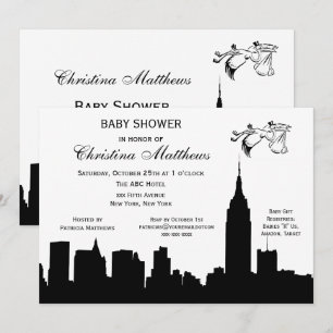 Invitación Silueta del horizonte de NYC para baby shower con
