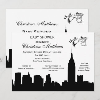 Invitación Silueta del horizonte de NYC para baby shower con