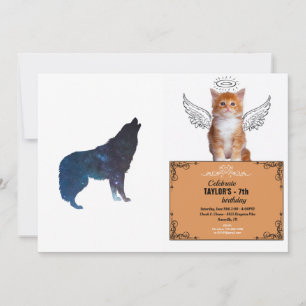 Invitación Silueta del universo del lobo - Elegir color de fo