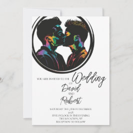 Invitación Silueta elegante de Boda de pareja gay