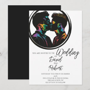 Invitación Silueta elegante de Boda de pareja gay