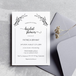 Invitación Silueta elegante de hojas Bridal Shower
