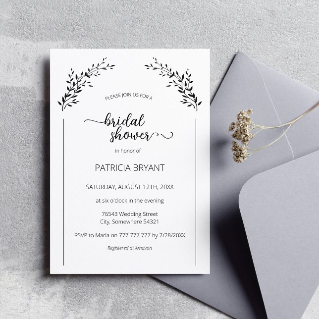 Invitación Silueta elegante de hojas Bridal Shower (Subido por el creador)