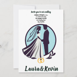 Invitación Silueta elegante de novia y novio