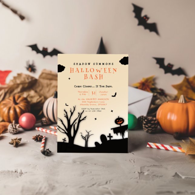 Invitación Silueta espeluznante Halloween de cementerio (Subido por el creador)