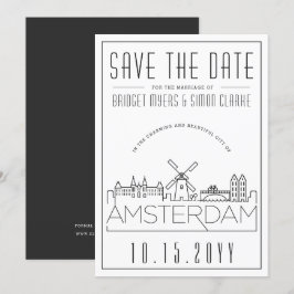 Invitación Silueta Estilizada de Amsterdam para Boda Fecha pa