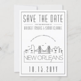 Invitación Silueta estilizada del horizonte de Nueva Orleans 