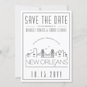 Invitación Silueta estilizada del horizonte de Nueva Orleans 