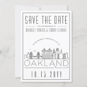 Invitación Silueta estilizada del horizonte de Oakland para s