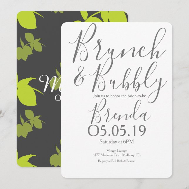 Invitación Silueta Limón Lima Brunch de Boda Moderno (Anverso / Reverso)