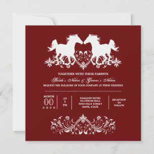 Invitación Silueta moderna de caballo giratoria floral