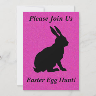 Invitación Silueta negra Conejo de Pascua Brillante Rosa Cali