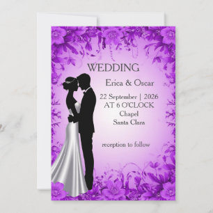 Invitación 🌿 Silueta personalizada de novia y novio Marco fl