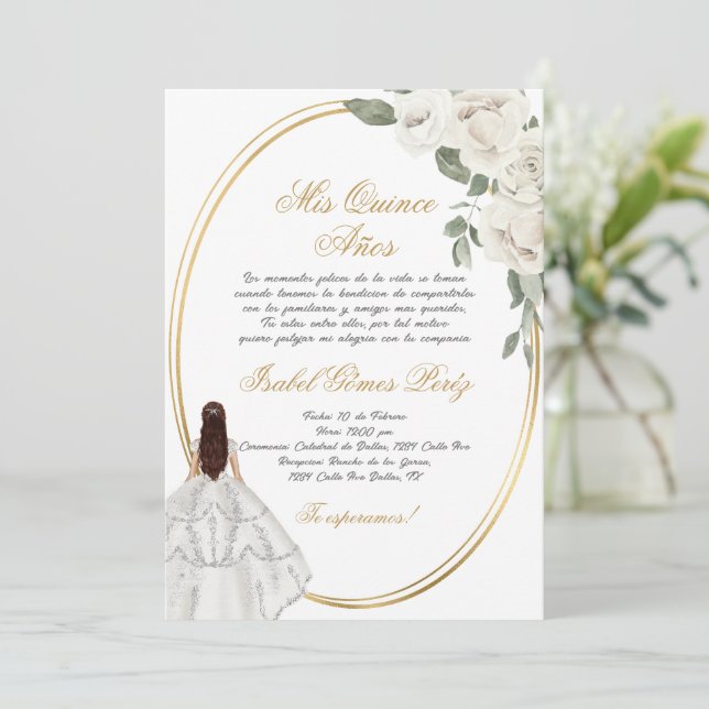 Invitación Silueta quinceanera (Anverso de pie)