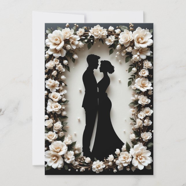 Invitación Silueta Romántica de Pareja  (Anverso)