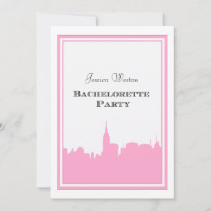 Invitación Silueta rosa del horizonte de la ciudad de Nueva Y
