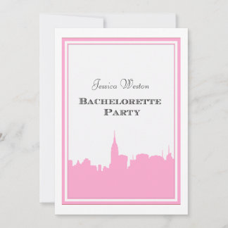 Invitación Silueta rosa del horizonte de la ciudad de Nueva Y