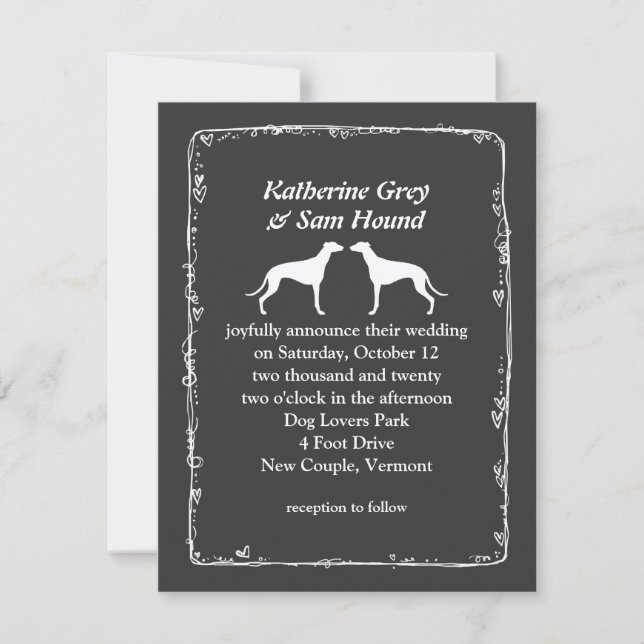 Invitación Siluetas de galgos en boda (Anverso)