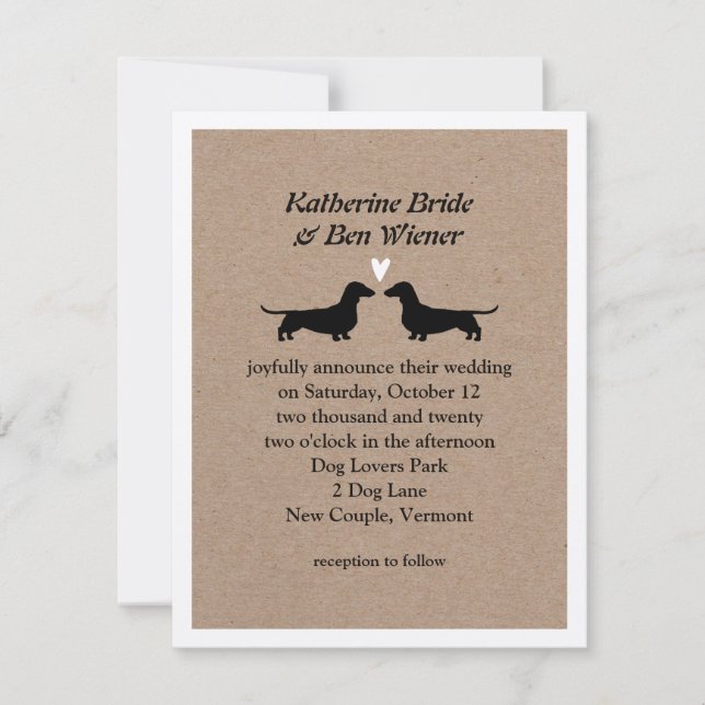 Invitación Siluetas de perro de Dachshund invitan a la boda (Anverso)