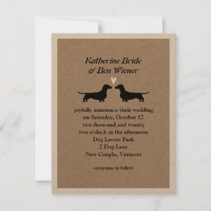 Invitación Siluetas de perro de Dachshund invitan a la boda