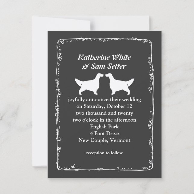 Invitación Siluetas de Setter Inglés en Boda (Anverso)