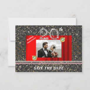 Invitación Silver 20° aniversario Boda Perlas tejidas de negr