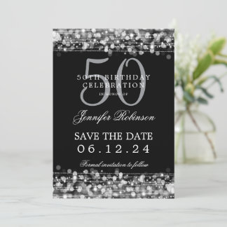 Invitación Silver 50 cumpleaños Salven la fecha