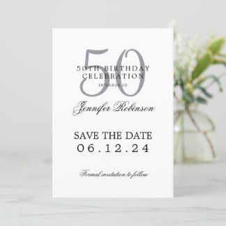 Invitación Silver 50 cumpleaños Salven la fecha