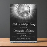 Invitación Silver 50th Birthday Party Silver Disco Ball<br><div class="desc">Silver Fiesta 50º cumpleaños Silver Disco Ball Invitación a la fiesta. La invitación a la fiesta de cumpleaños 50 de Silver y Black es perfecta para una fiesta de cumpleaños 50.</div>