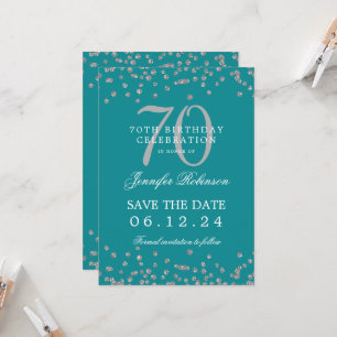 Invitación Silver 70 Cumpleaños Fecha de Ahorro Detalles Verd