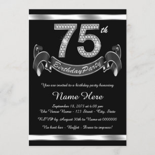 Invitación Silver 75th Birthday Party