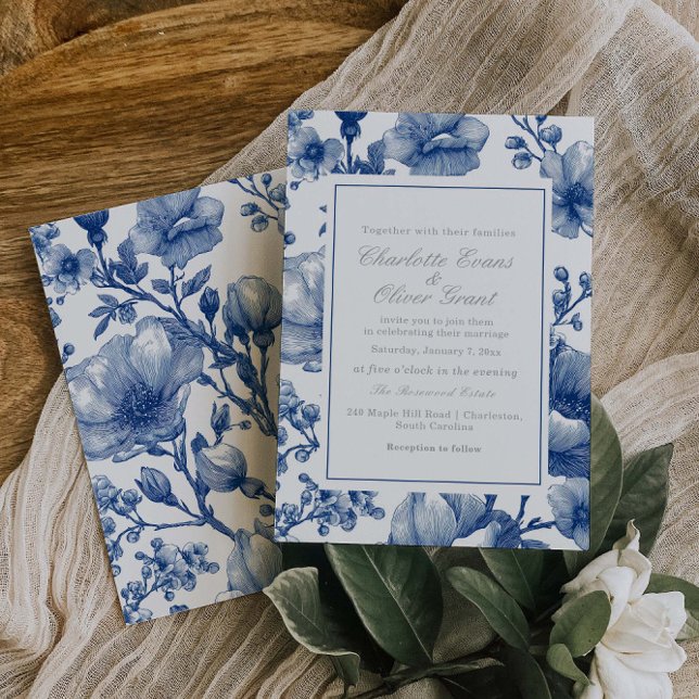Invitación Silver And Navy Wedding  (Subido por el creador)