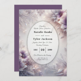 Invitación Silver and Soft Amethyst Winter Blooms Wedding