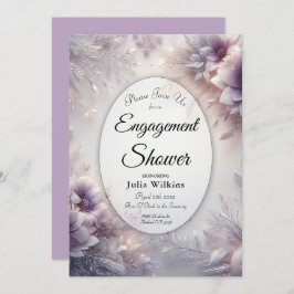 Invitación Silver and Soft Amethyst Winter Engagement Shower