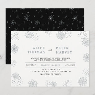 Invitación Silver & Black Ceremonia de Boda Moderna Chic