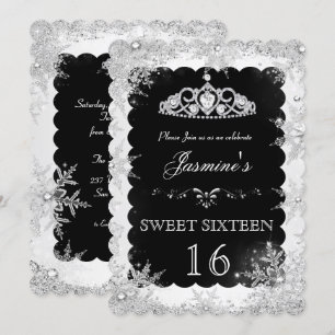 Invitación Silver Black Winter Wonderland cumpleañ