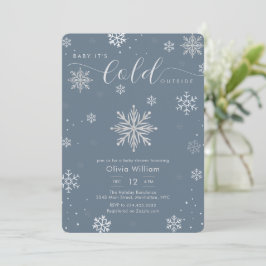 Invitación Silver Blue Magical Winter Snowflake Baby Shower