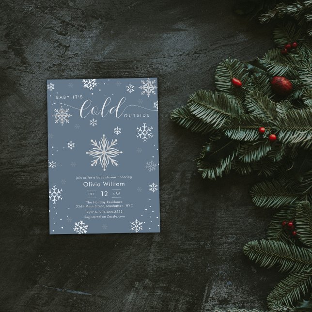 Invitación Silver Blue Magical Winter Snowflake Baby Shower  (Silver Blue Magical Winter Snowflake Baby Shower Invitation)