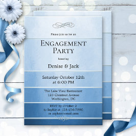 Invitación Silver Blue Ton sur Ton Striped Engagement
