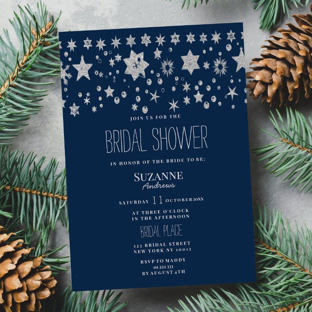 Invitación Silver Chirstmas luz de hadas invierno Bridal Show (Silver Chirstmas fairy light winter Bridal Shower)